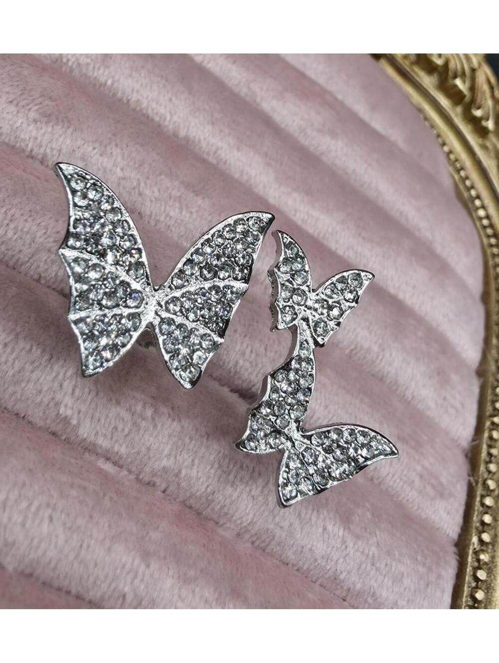 White Gold Plated Butterfly Cubic Zirconia Open Ring
